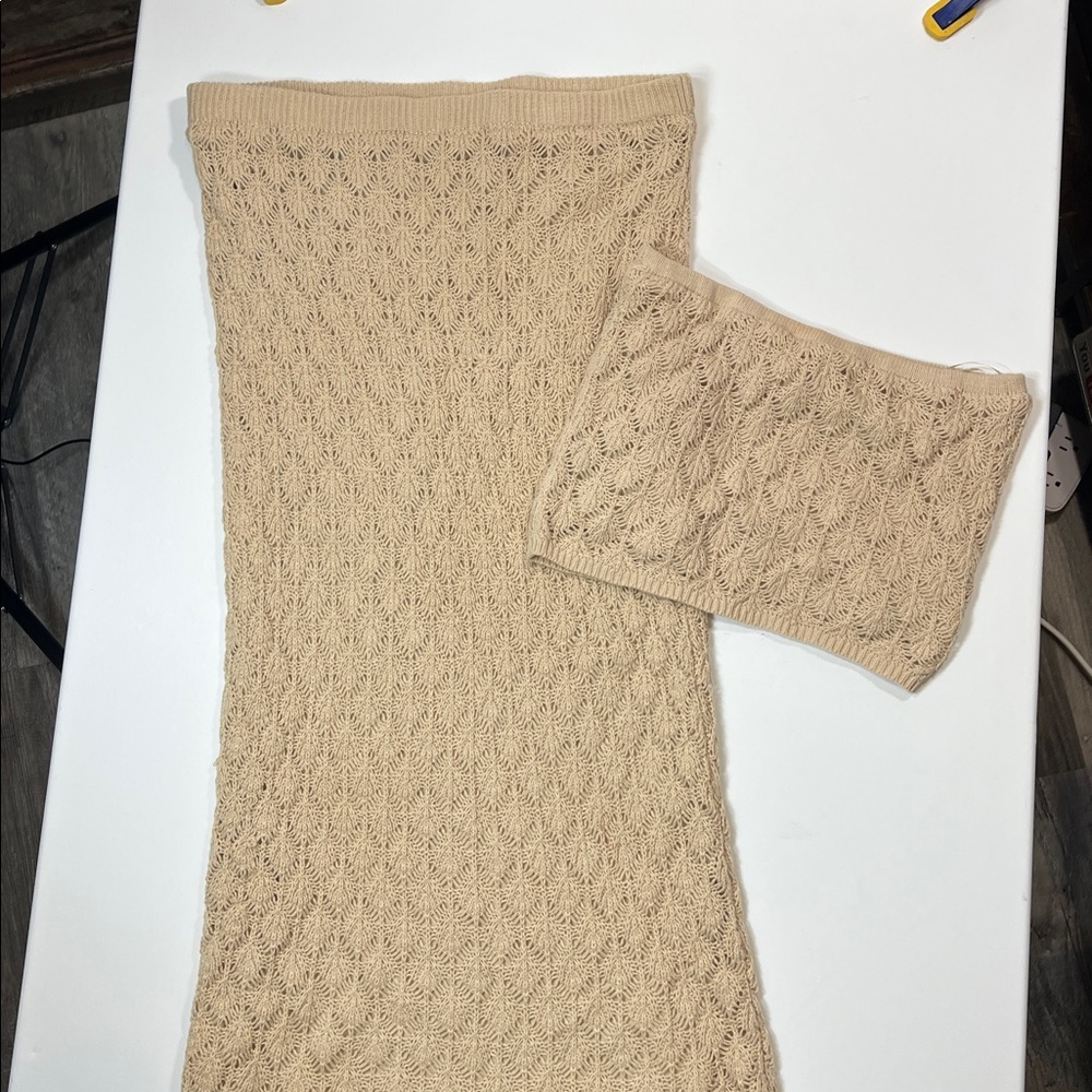 Chic Beige Tube Top & Maxi Skirt Set